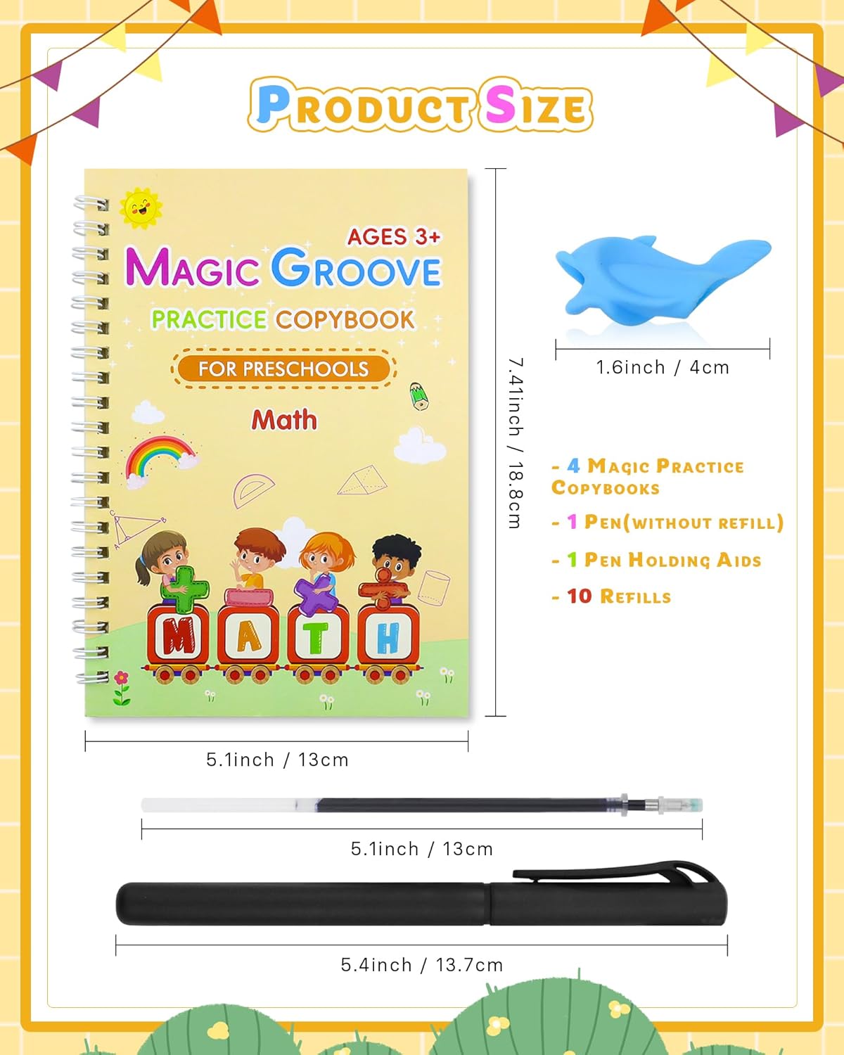 Set 4 Cuadernos Mágicos para Caligrafia Metodo Montessori