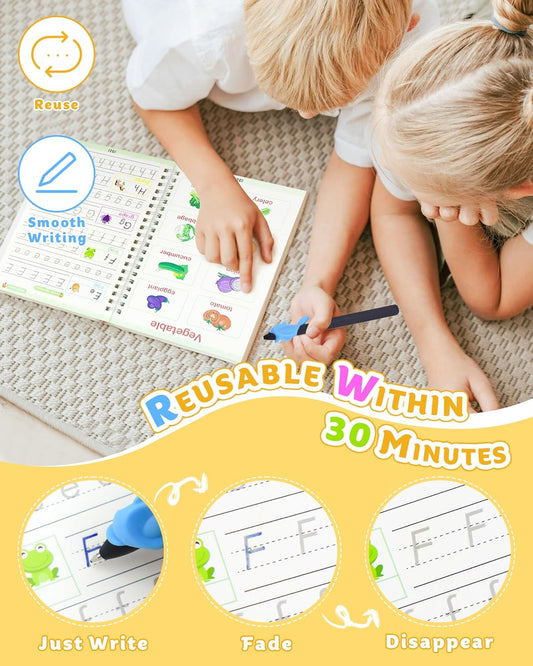 Set 4 Cuadernos Mágicos para Caligrafia Metodo Montessori