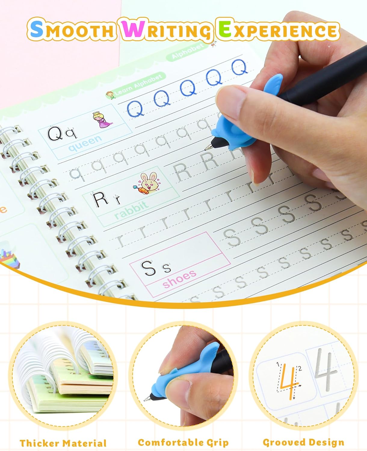 Set 4 Cuadernos Mágicos para Caligrafia Metodo Montessori