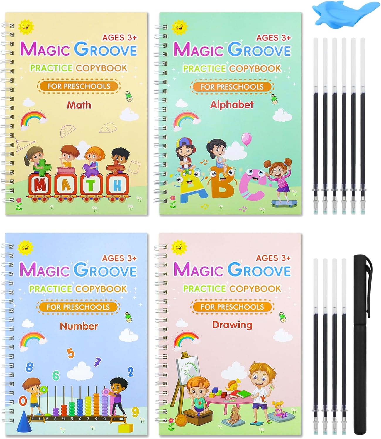 Set 4 Cuadernos Mágicos para Caligrafia Metodo Montessori