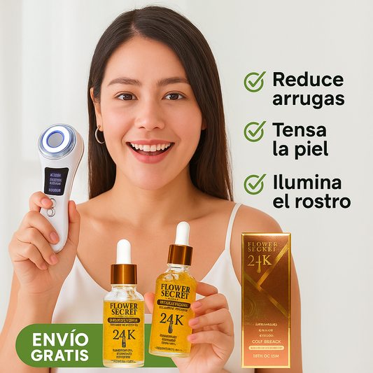 Pack Masajeador Facial Skin Led + Serum24K