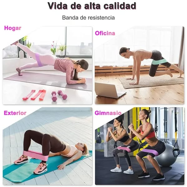 Set de 3 Bandas Elásticas de Fitness en casa