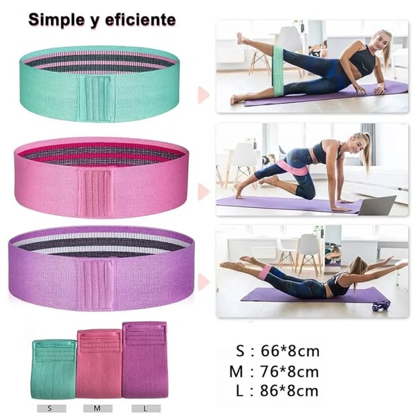 Set de 3 Bandas Elásticas de Fitness en casa