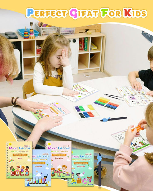 Set 4 Cuadernos Mágicos para Caligrafia Metodo Montessori