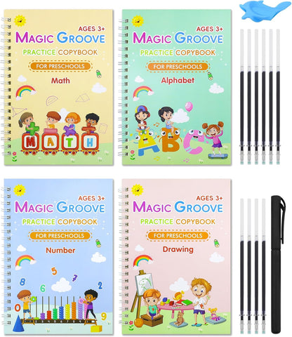 Set 4 Cuadernos Mágicos para Caligrafia Metodo Montessori