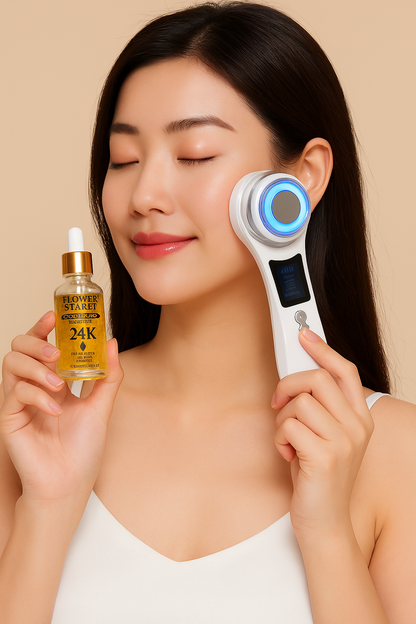 Pack Masajeador Facial Skin Led + Serum24K