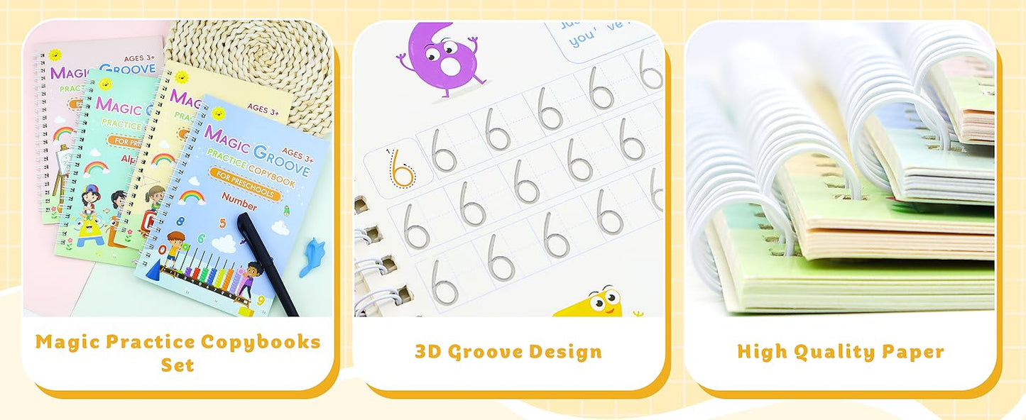 Set 4 Cuadernos Mágicos para Caligrafia Metodo Montessori